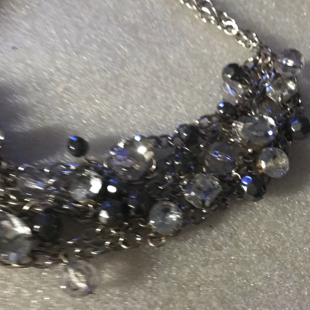 Silver Crystal Multi-Strand Necklace